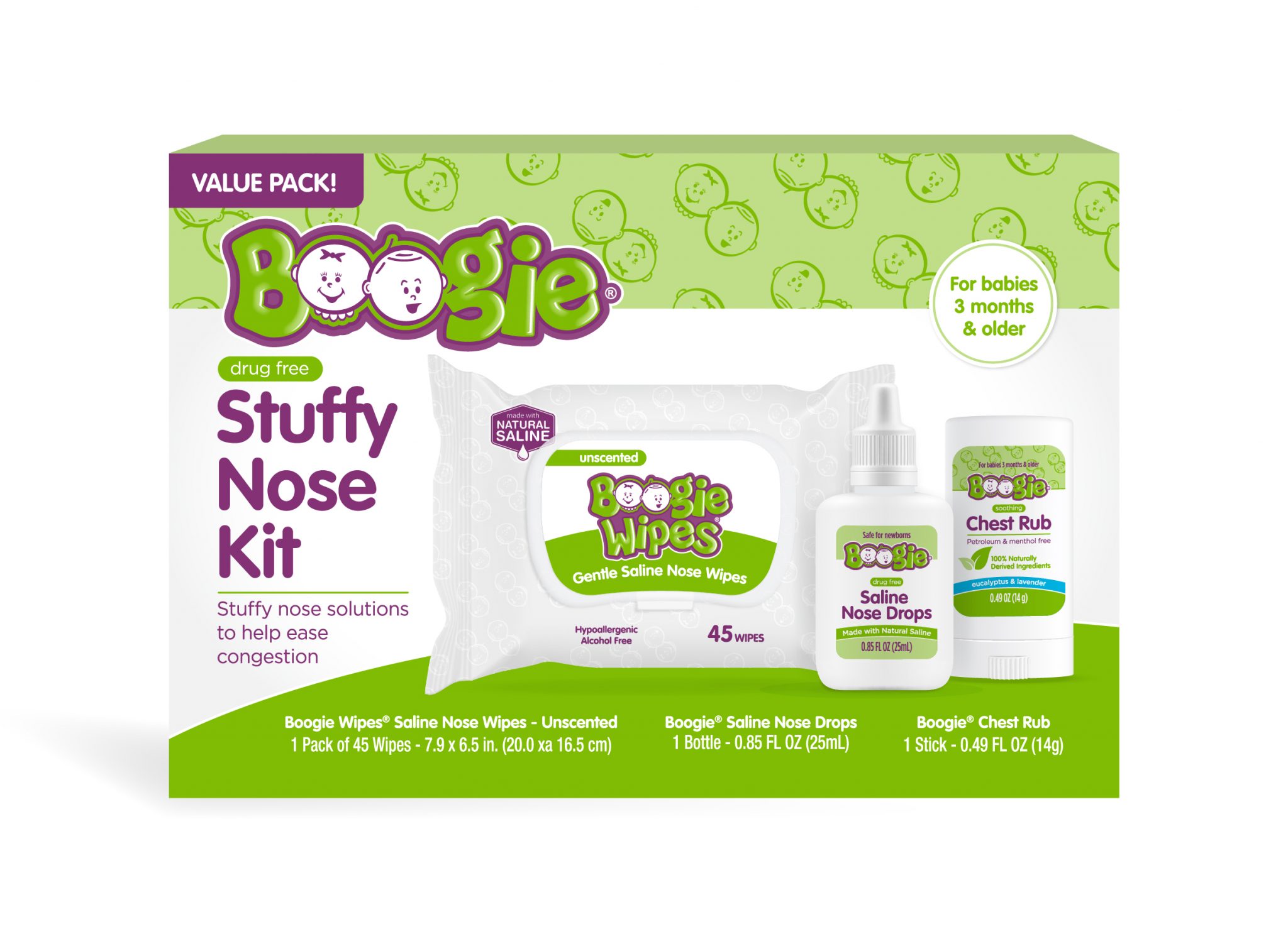 Boogie® Stuffy Nose Kit Stuffy Nose Bundle Boogie Wipes Solutions